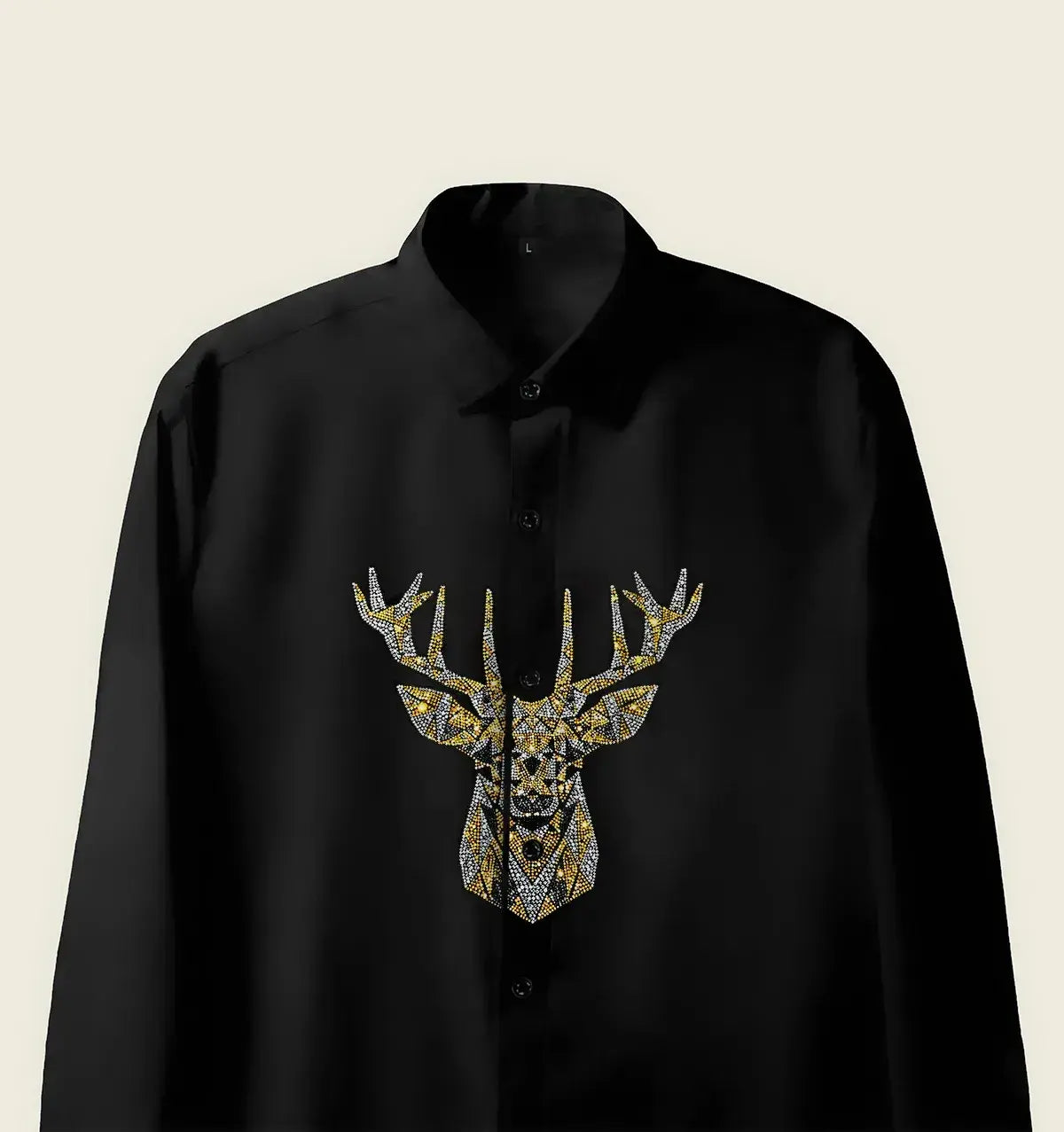 Men’s Black Golden Stag Emblem Shirt