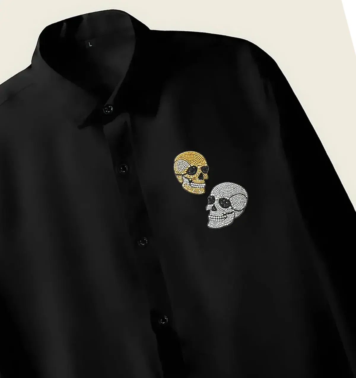 Men’s Black Skull Embellished Shirt